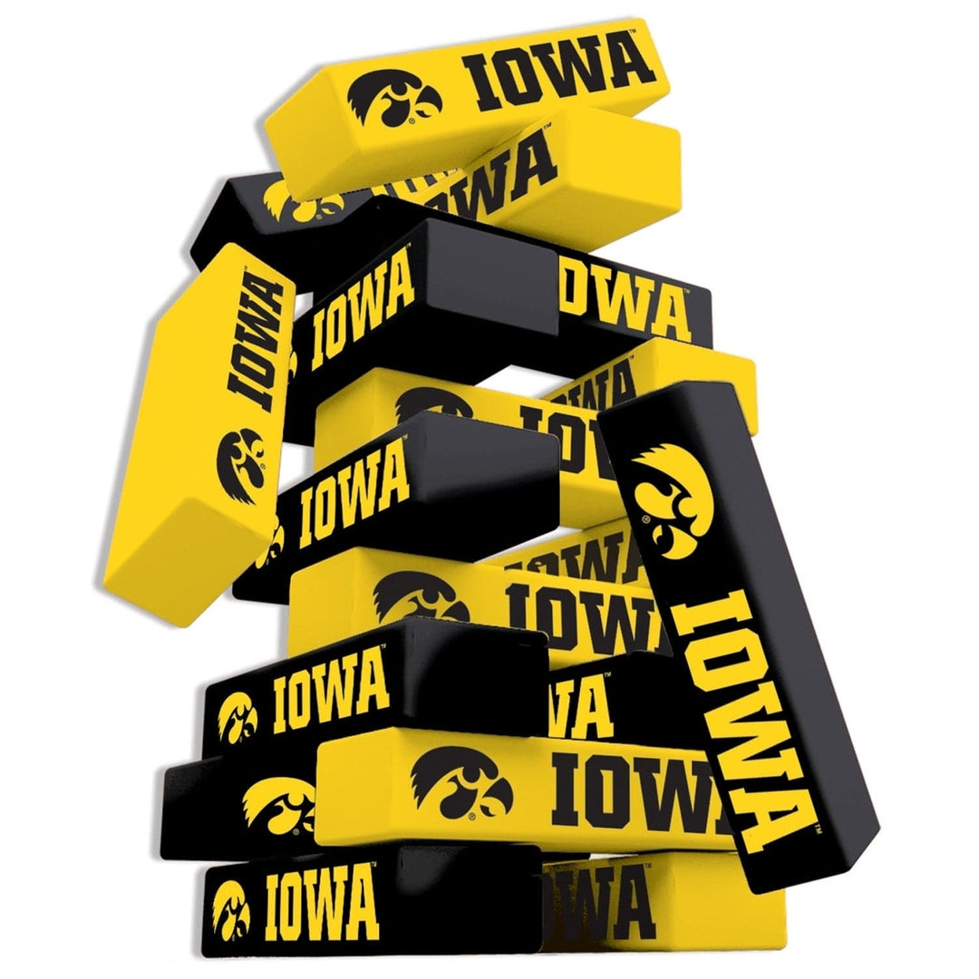 Iowa Hawkeyes Tumble Tower NCAA Wooden Block Stacking Game 54 Blocks Image 2