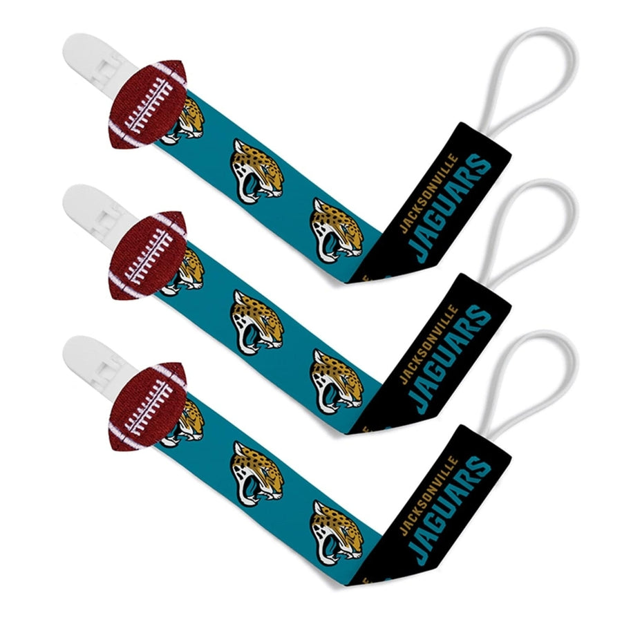 Jacksonville Jaguars NFL Pacifier Clip 3-Pack Team Logo Colors High-Grip Clip Image 1