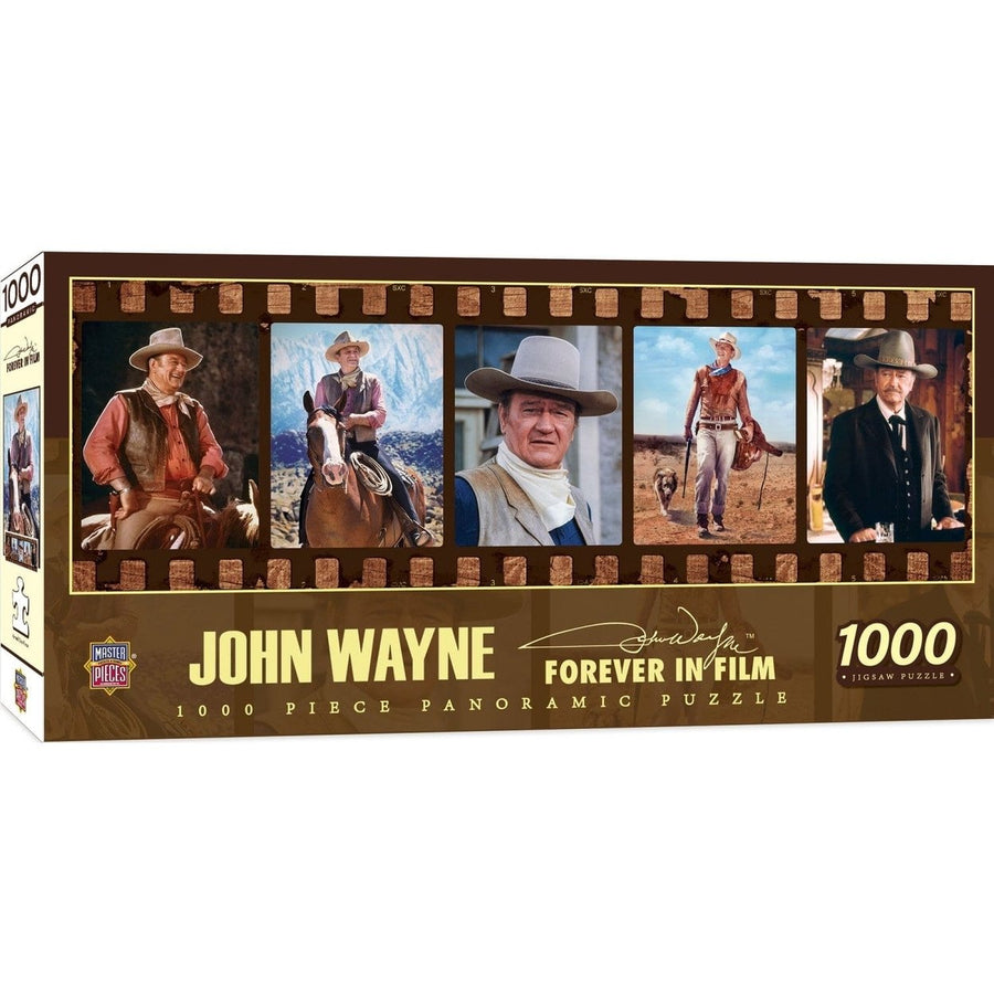 John Wayne 1000 Piece Panoramic Puzzle Forever in Film Made in USA Recycled Material Image 1