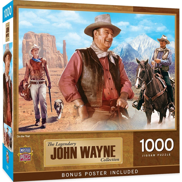 John Wayne 1000 Piece Jigsaw Puzzle On the Trail 13x39 Made in USA Recycled Image 1