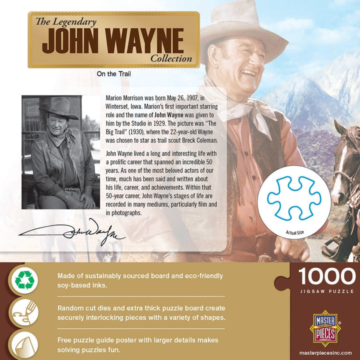 John Wayne 1000 Piece Jigsaw Puzzle On the Trail 13x39 Made in USA Recycled Image 3