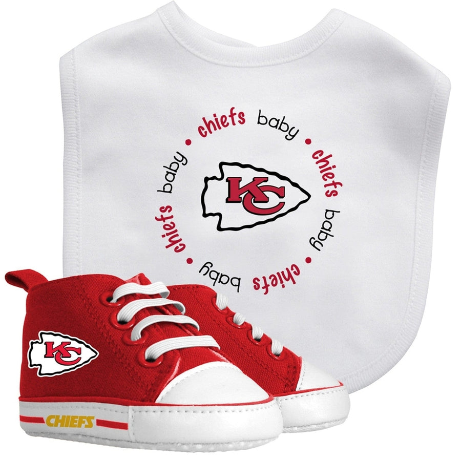 Kansas City Chiefs Baby Gift Set 2 Piece Bib and Pre-Walker Shoes Cotton Image 1