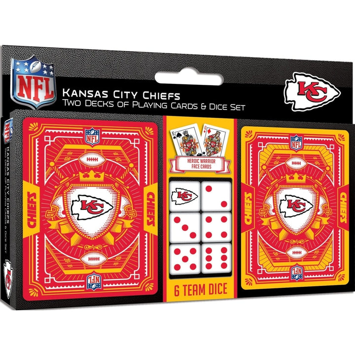 Kansas City Chiefs 2-Pack Playing Cards and Dice Set Official NFL Merchandise Image 1