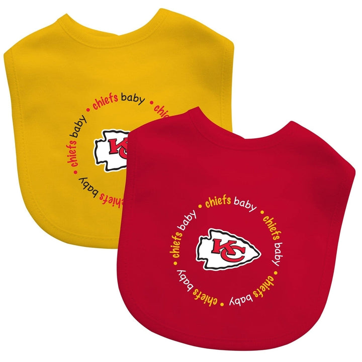 Kansas City Chiefs Baby Bibs 2-Pack Cotton Polyester Team Logo Infant Wear Image 1