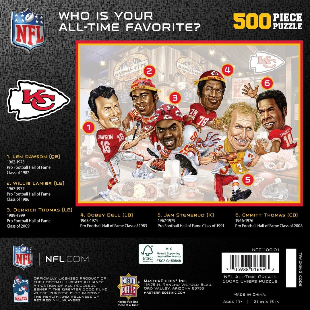 Kansas City Chiefs 500 Piece Jigsaw Puzzle NFL Players 15x21 Recycled Material Image 3