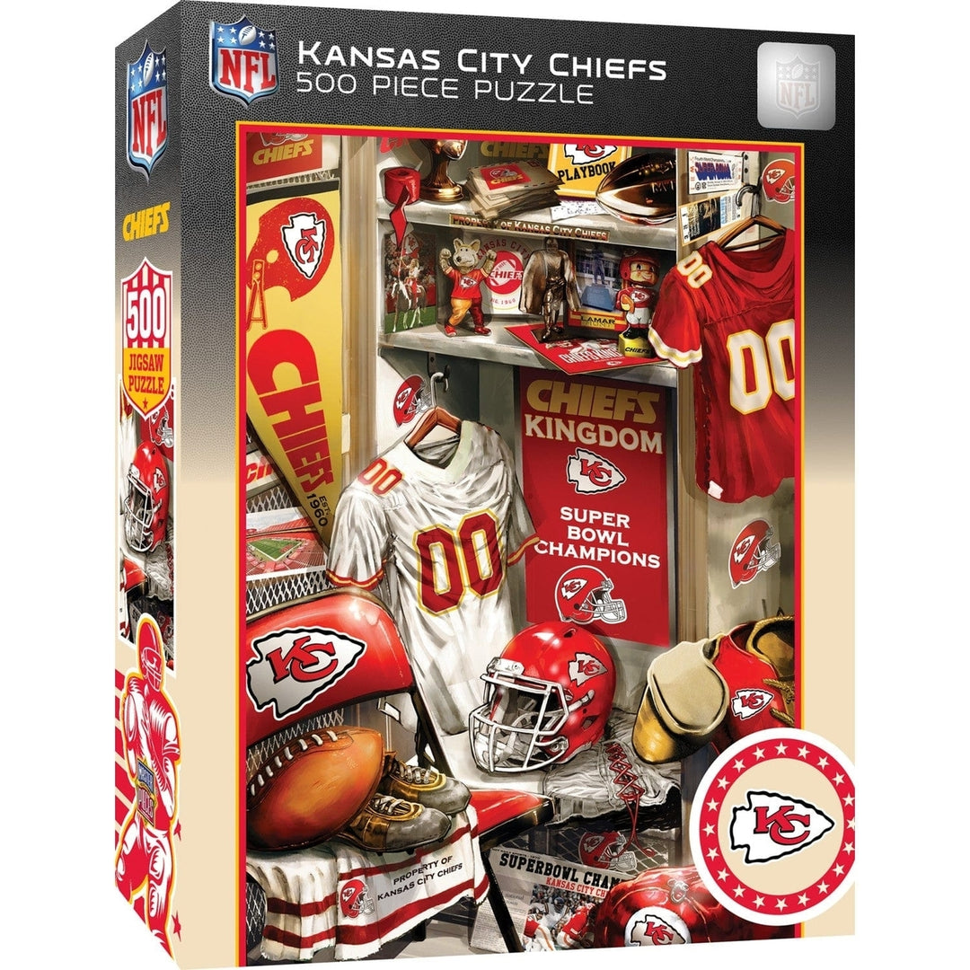 Kansas City Chiefs Jigsaw Puzzle 500 Piece MasterPieces Team Locker Room Design Image 1