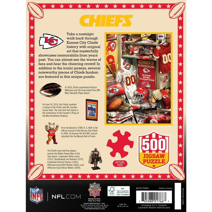 Kansas City Chiefs Jigsaw Puzzle 500 Piece MasterPieces Team Locker Room Design Image 3