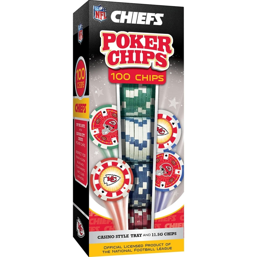 Kansas City Chiefs 100 Piece Casino Style Poker Chip Set NFL Gaming Chips Image 1