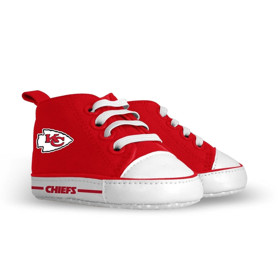 Kansas City Chiefs Baby Shoes Unisex High Top Pre-Walkers Soft Fabric Grippers Image 1