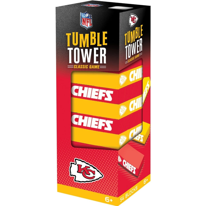 Kansas City Chiefs Tumble Tower Game 54 Wooden Blocks NFL Team Challenge Image 1