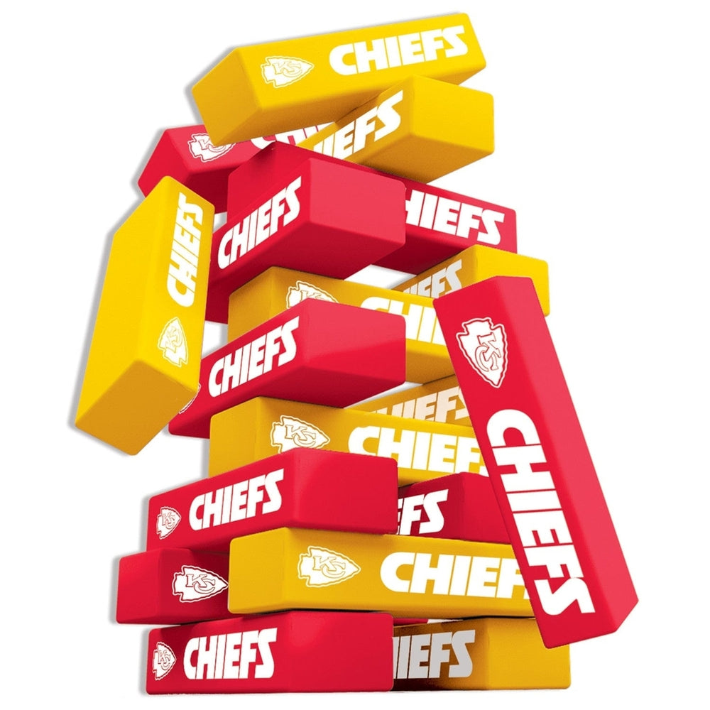 Kansas City Chiefs Tumble Tower Game 54 Wooden Blocks NFL Team Challenge Image 2