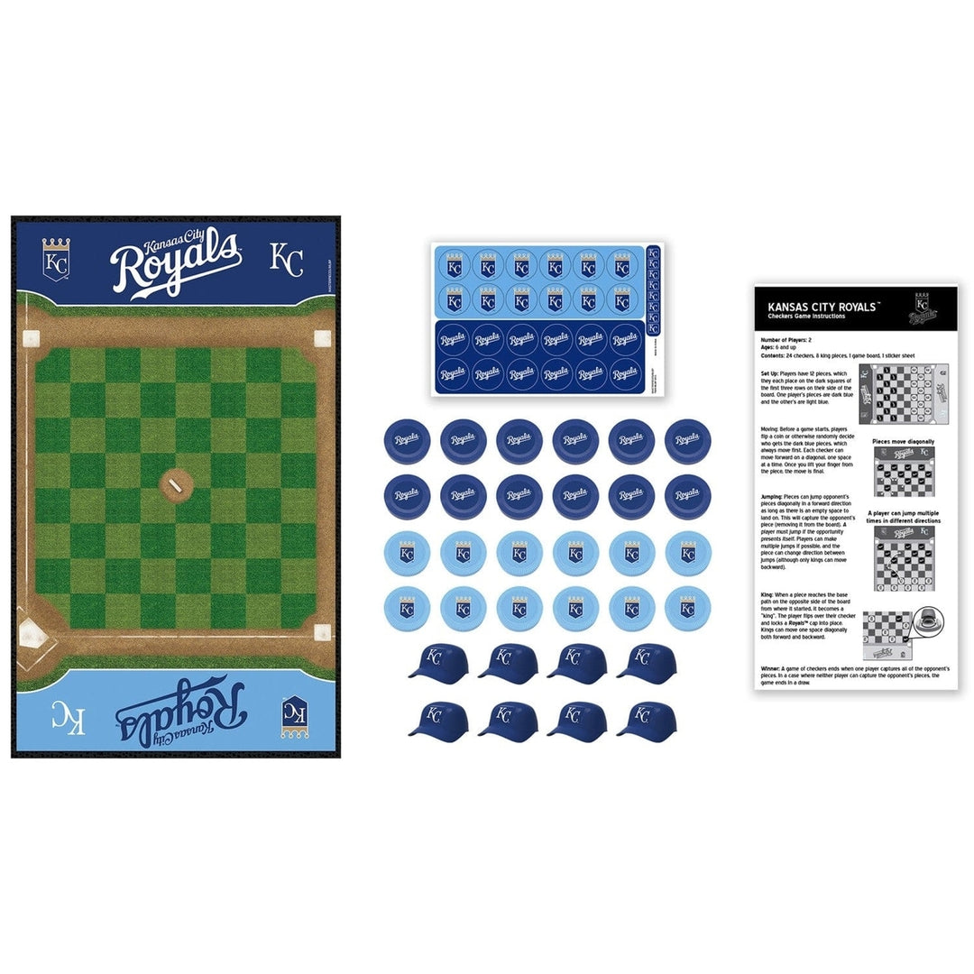 Kansas City Royals Checkers Board Game MLB Officially Licensed 24 Pieces 13"x21" Image 2