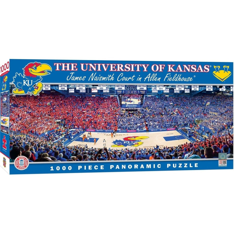 Kansas Jayhawks 1000 Piece Jigsaw Puzzle Panoramic Allen Fieldhouse NCAA Image 1