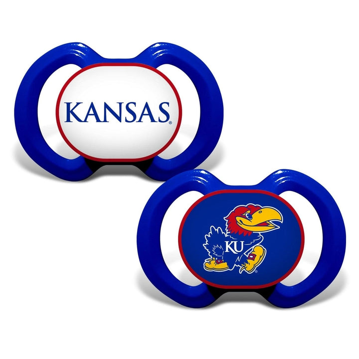 Kansas Jayhawks Pacifier 2-Pack NCAA Silicone BPA-Free Infant Pacifiers Image 1