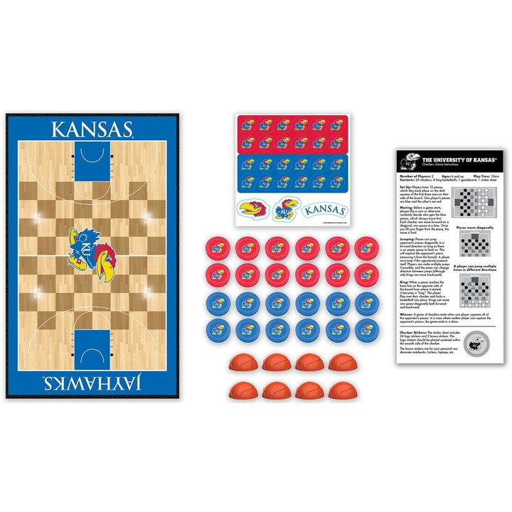 Kansas Jayhawks Checkers Board Game NCAA Basketball Theme 24 Pieces 13x21.375in Image 2