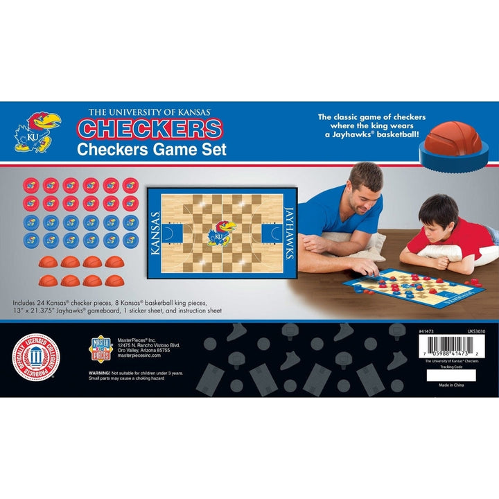 Kansas Jayhawks Checkers Board Game NCAA Basketball Theme 24 Pieces 13x21.375in Image 3