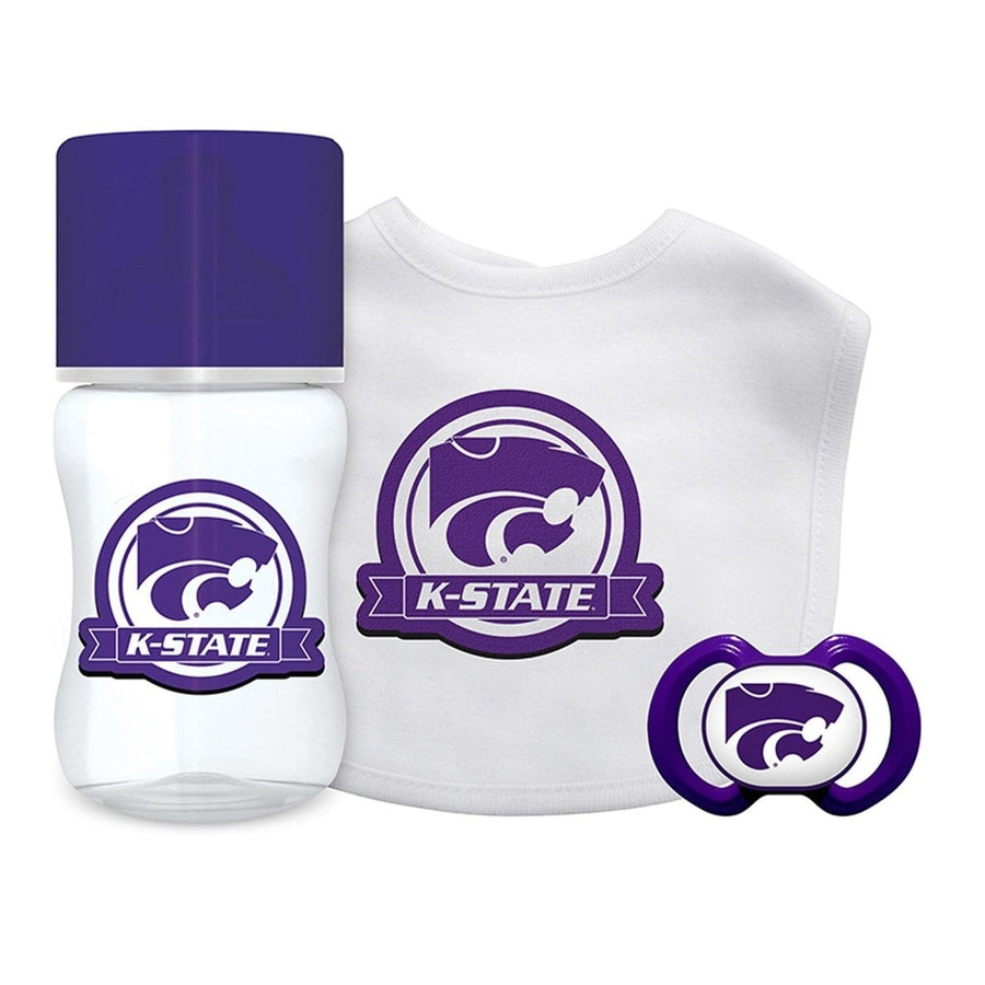 Kansas State Wildcats Baby Gift Set 3 Piece BPA Free Unisex Cotton Pacifier Bottle Image 1