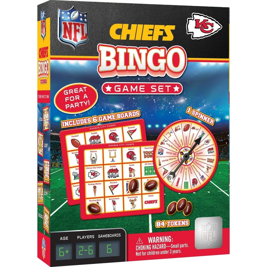 Kansas City Chiefs Bingo Game NFL Family Fun with Spinner Gameboards and Tokens Image 1