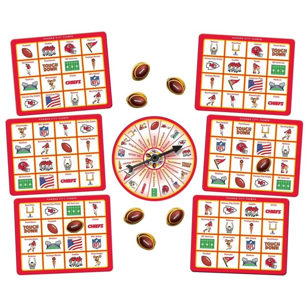 Kansas City Chiefs Bingo Game NFL Family Fun with Spinner Gameboards and Tokens Image 2