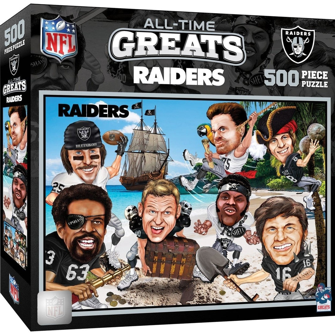 Las Vegas Raiders 500 Piece Jigsaw Puzzle MasterPieces NFL Caricatures 15x21 Image 1