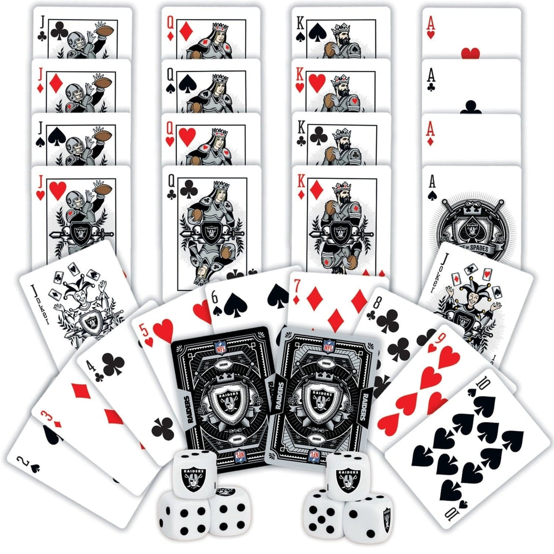 Las Vegas Raiders Playing Cards and Dice Set Official NFL 2-Pack Game Night Image 2