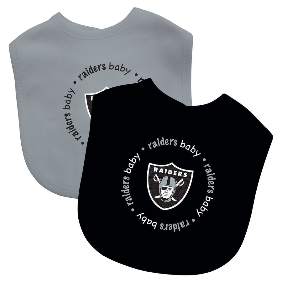 Las Vegas Raiders Baby Bibs 2-Pack Black Gray Cotton Polyester Infant Bibs Image 1