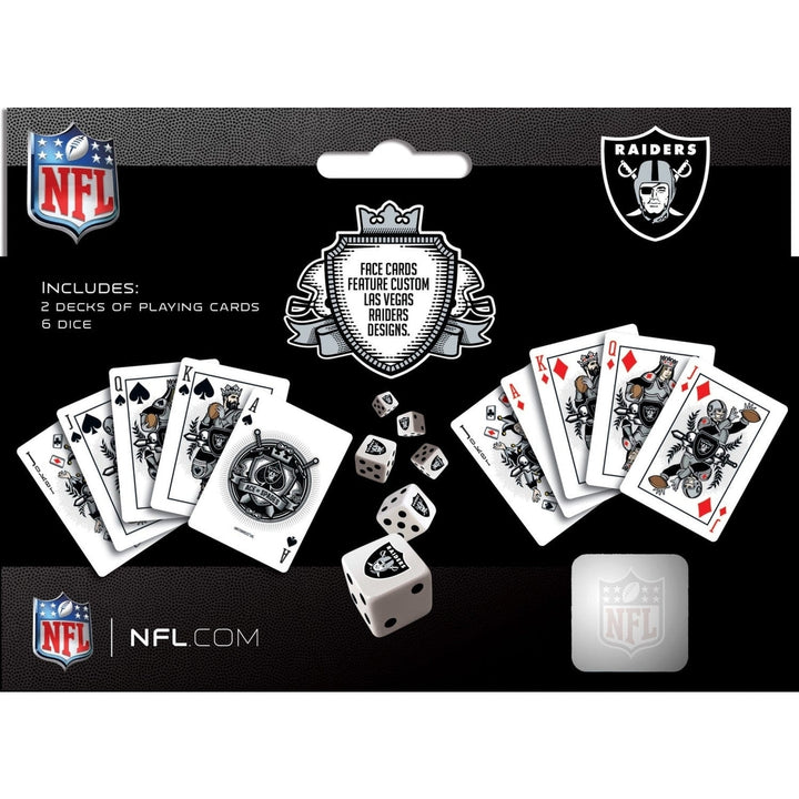 Las Vegas Raiders Playing Cards and Dice Set Official NFL 2-Pack Game Night Image 3