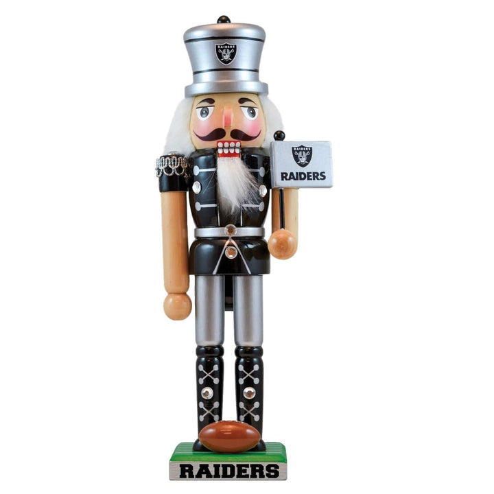 Las Vegas Raiders Nutcracker NFL Collectible Solid Wood Team Colors 12 Inch Image 1