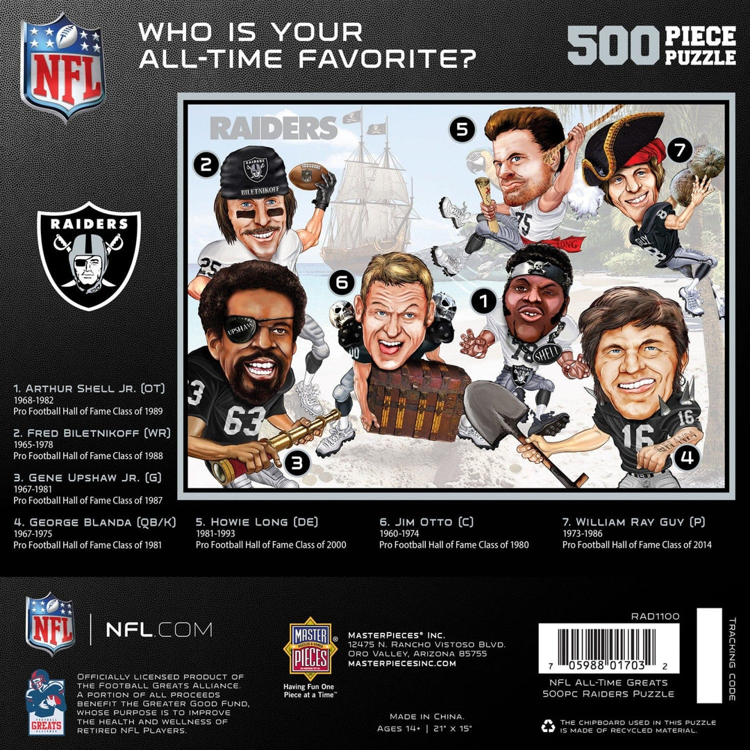 Las Vegas Raiders 500 Piece Jigsaw Puzzle MasterPieces NFL Caricatures 15x21 Image 3