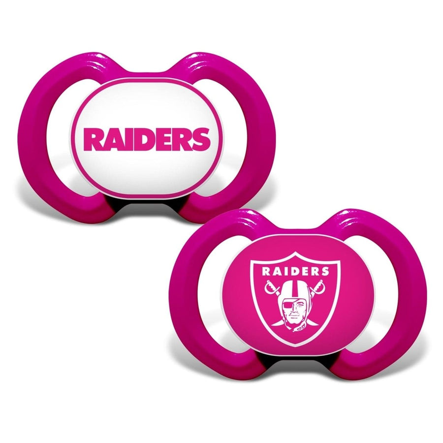 Las Vegas Raiders Pink Pacifier 2-Pack NFL Infant Silicone BPA-Free Image 1