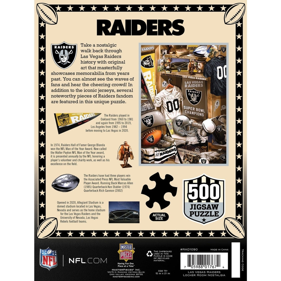 Las Vegas Raiders 500 Piece Jigsaw Puzzle MasterPieces Eco-Friendly Quality Fun Image 3