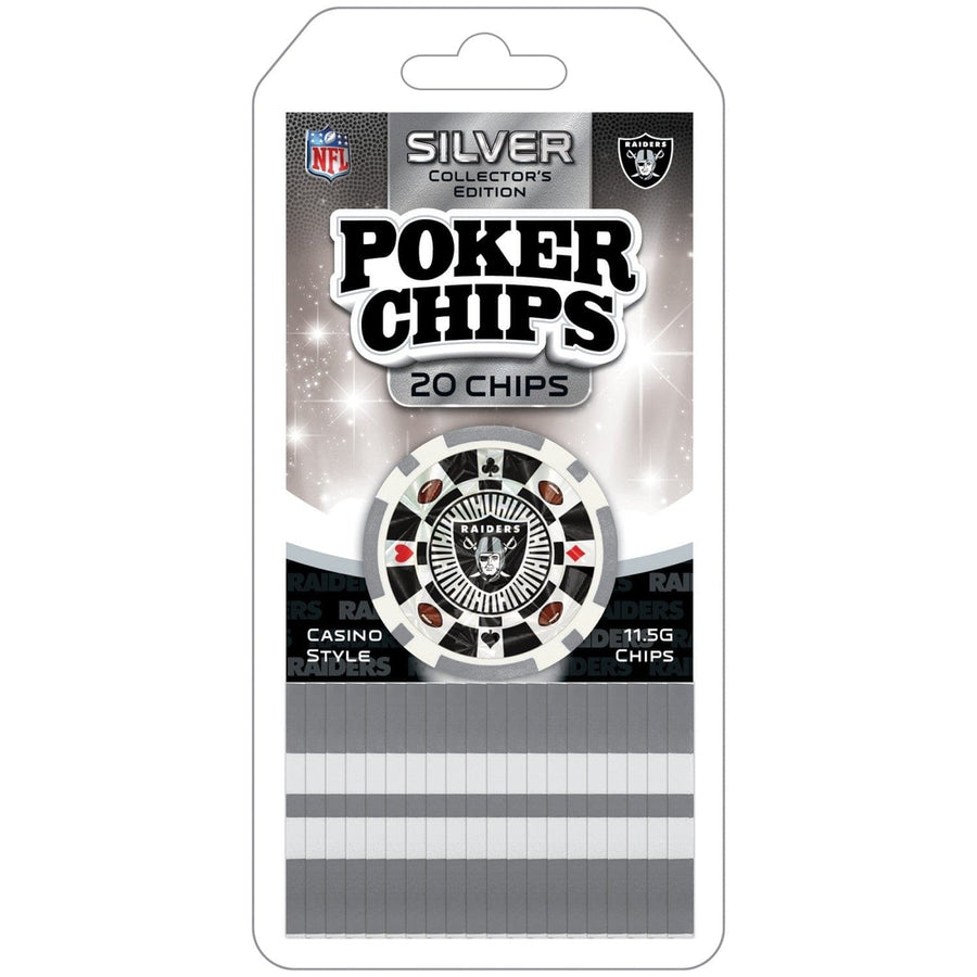 Las Vegas Raiders 20 Piece Poker Chips Silver Collectors Edition Casino Set Image 1