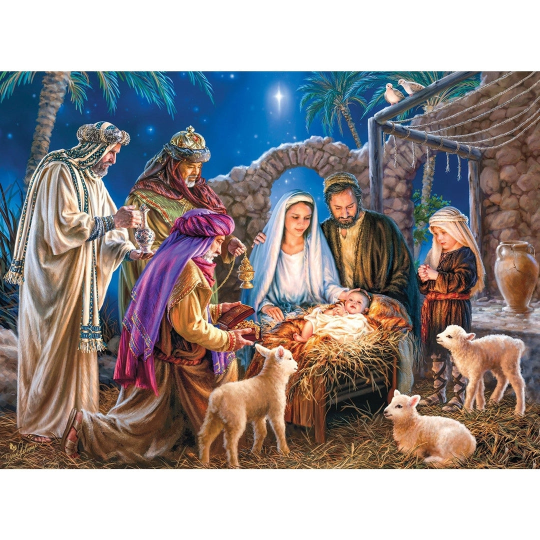 Holiday Glitter Christ is Born 100 Piece Christmas Nativity Jigsaw Puzzle Image 2