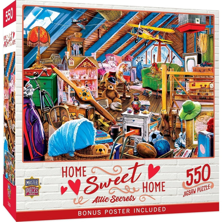 MasterPieces Home Sweet Home Attic Secrets 550 Piece Jigsaw Puzzle 24x18 Eco-Friendly Image 1