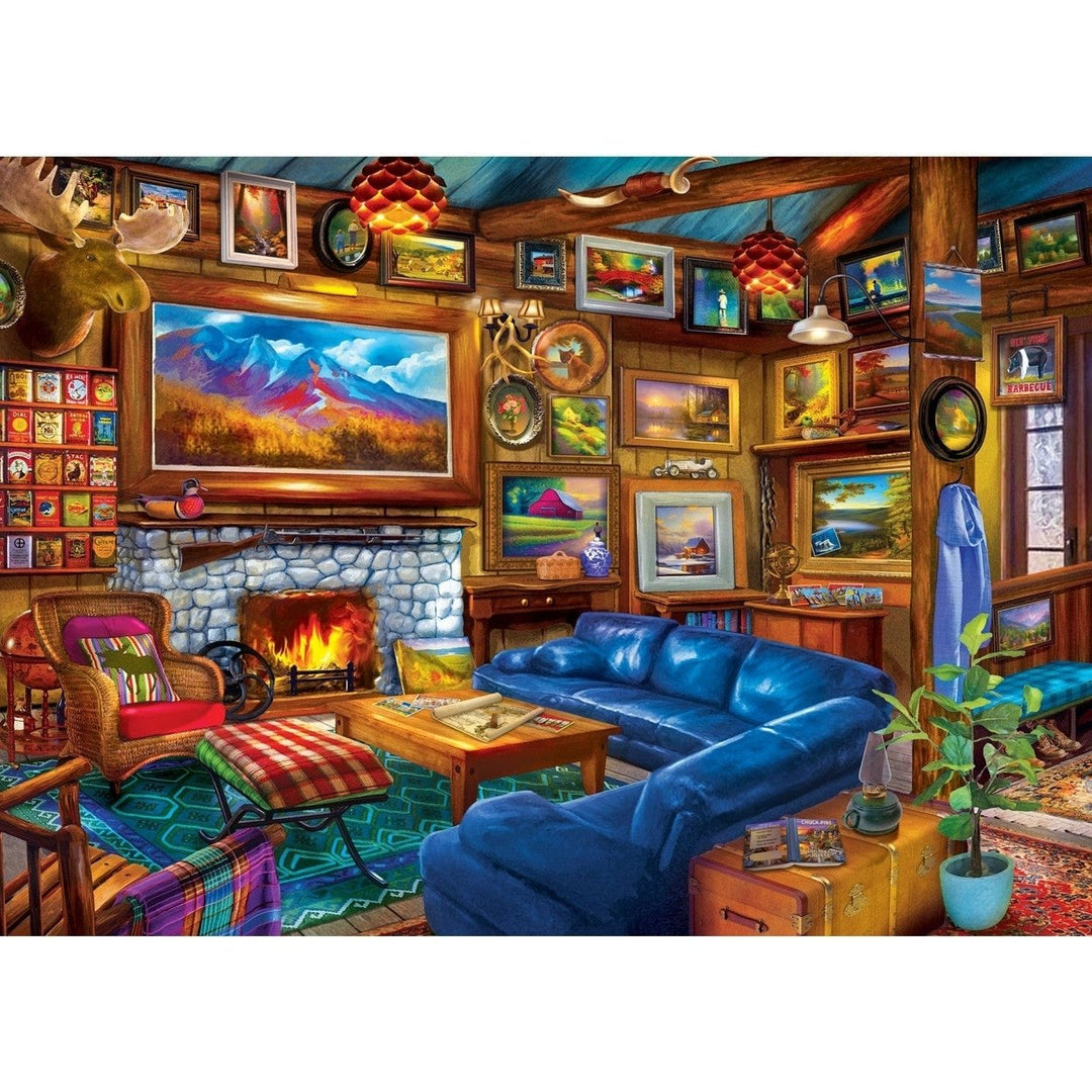 Artistic Retreat 500 Piece Jigsaw Puzzle Cozy Cabin Colorful Artwork Puzzle Image 2