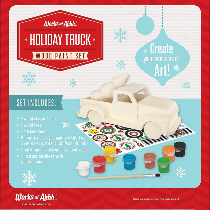 Holiday Truck Wood Craft and Paint Kit Non-Toxic Paints Artist Brush Included Image 3