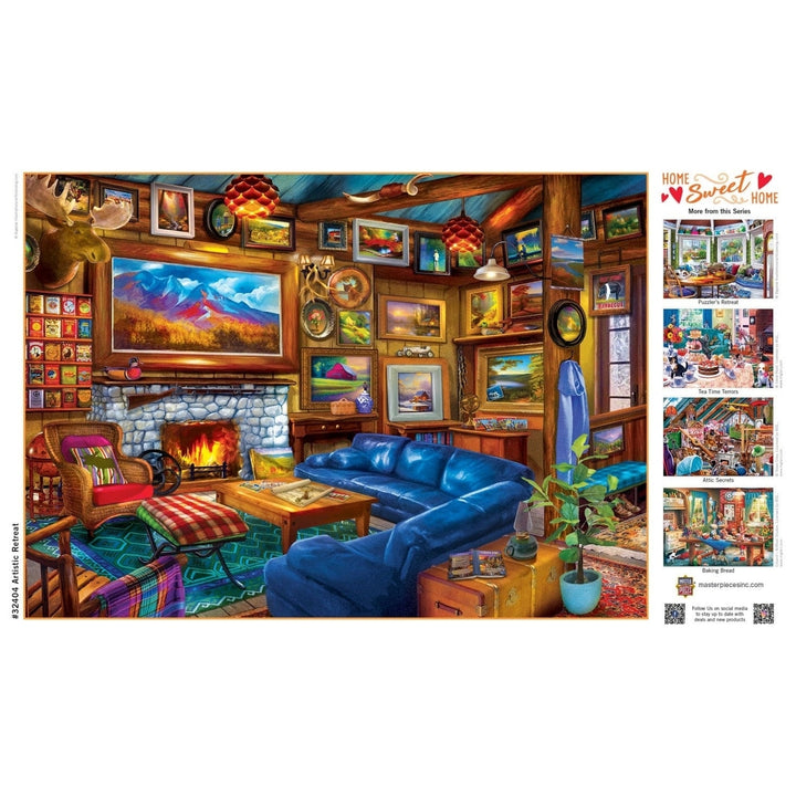 Artistic Retreat 500 Piece Jigsaw Puzzle Cozy Cabin Colorful Artwork Puzzle Image 4