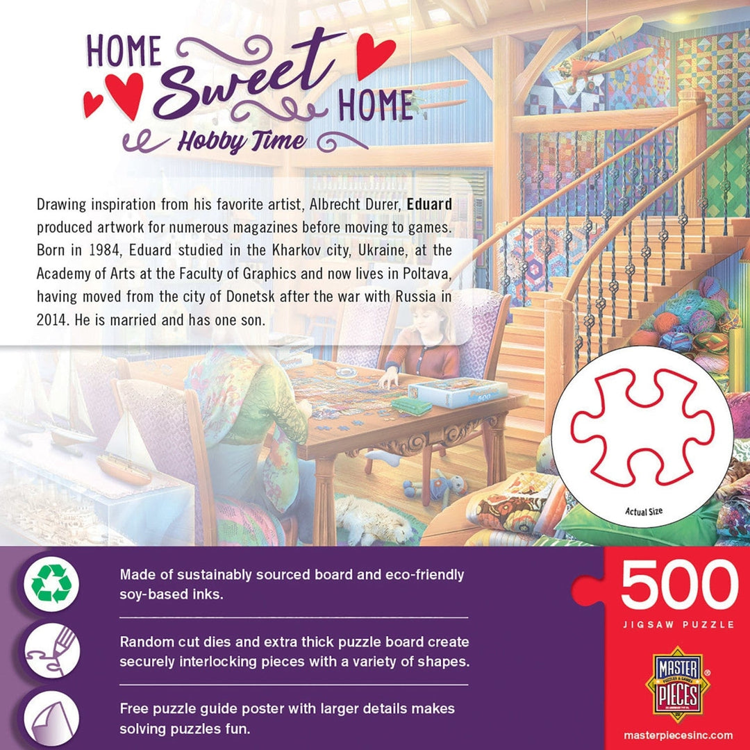 Hobby Time Home Sweet Home 500 Piece Jigsaw Puzzle 21x15 Cozy Craft Room Scene Image 3