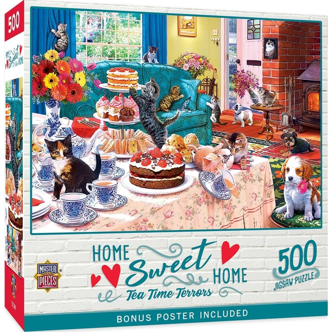 MasterPieces Home Sweet Home Tea Time Terrors 500 Piece Jigsaw Puzzle 21x15 inches Image 1