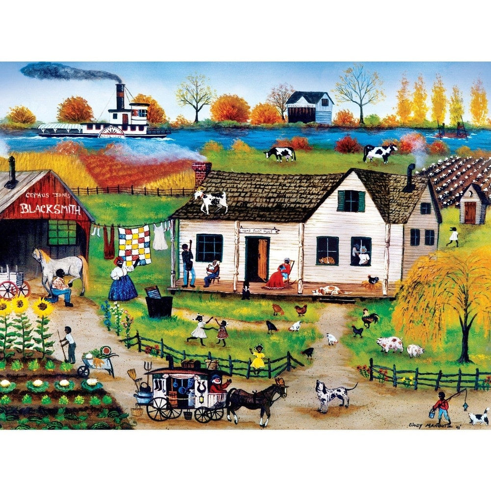 Homegrown Old Peddler Man 750 Piece Jigsaw Puzzle Linen Material Recycled Image 2