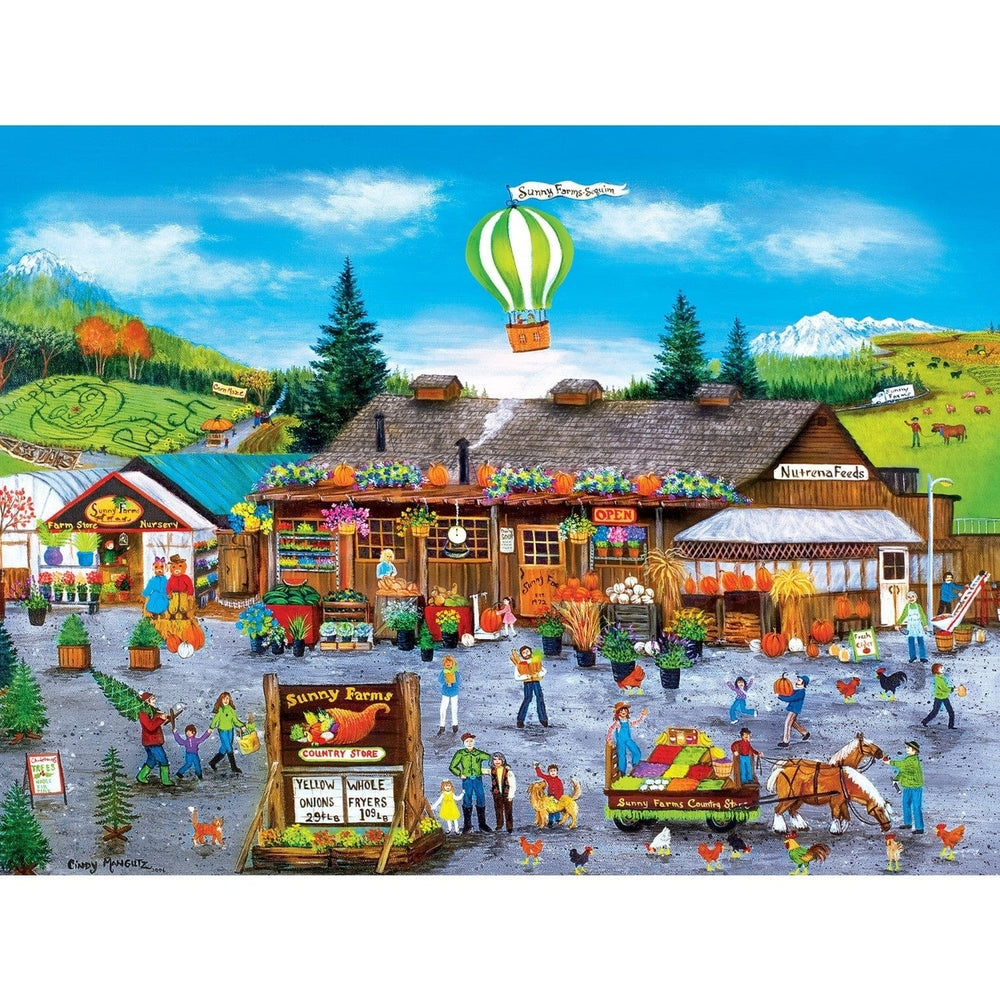 Homegrown Sunny Farms 750 Piece Jigsaw Puzzle Fresh Flowers Linen Material Image 2