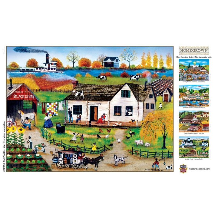 Homegrown Old Peddler Man 750 Piece Jigsaw Puzzle Linen Material Recycled Image 4