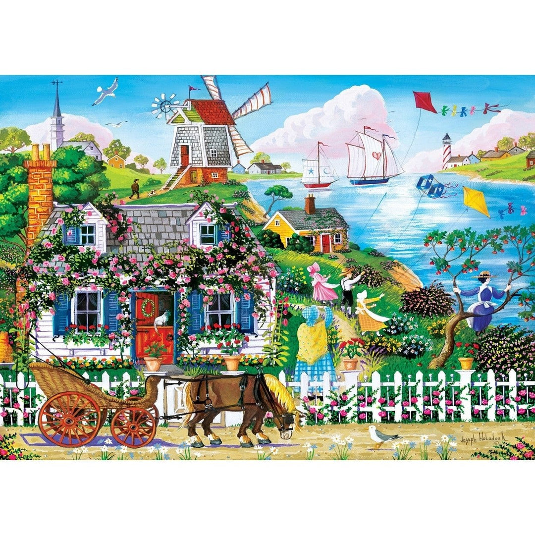 Hometown Gallery Rambling Rose Cottage 1000 Piece Jigsaw Puzzle Recycled Chipboard Image 2