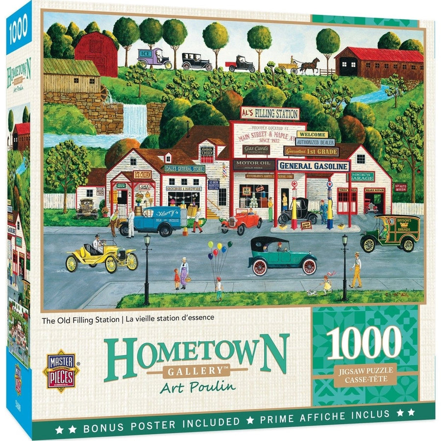 MasterPieces Hometown Gallery 1000 Piece Jigsaw Puzzle Old Filling Station 19.25x26.75 Image 1