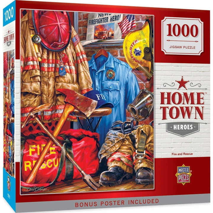 Hometown Heroes Fire Rescue 1000 Piece Jigsaw Puzzle MasterPieces Made in USA Image 1