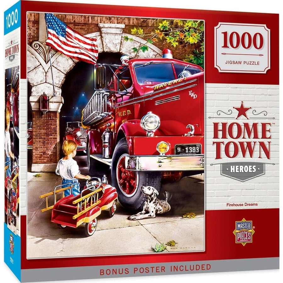 MasterPieces 1000 Piece Hometown Heroes Firehouse Dreams Jigsaw Puzzle USA Made Image 1