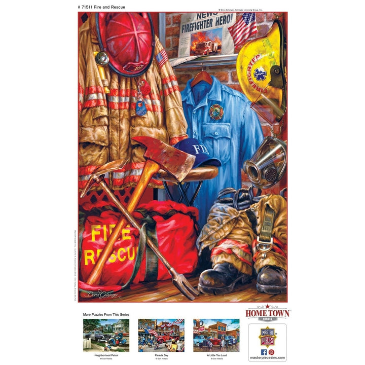 Hometown Heroes Fire Rescue 1000 Piece Jigsaw Puzzle MasterPieces Made in USA Image 4