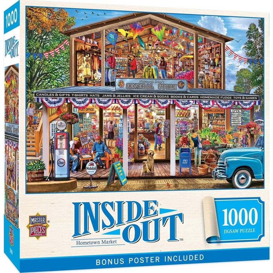 MasterPieces Inside Out Hometown Market 1000 Piece Jigsaw Puzzle 26.75 x 19.25 inch Image 1