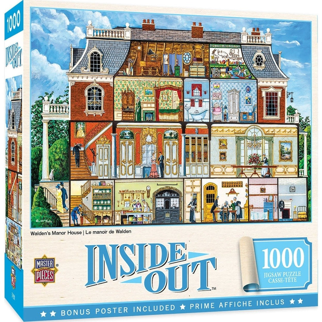 MasterPieces Inside Out 1000 Piece Jigsaw Puzzle Walden Manor House Recycled Image 1