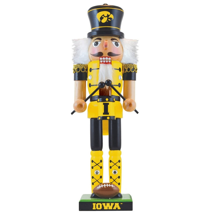 Iowa Hawkeyes Nutcracker Collectible Solid Wood Handcrafted Team Colors 12 Inch Image 1